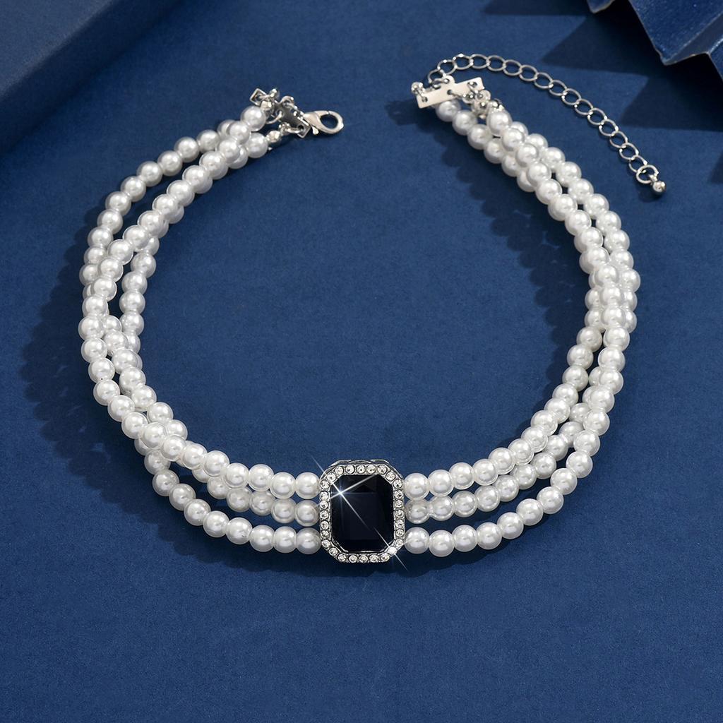Accessories, French Light Luxury Short Collarbone Chain Imitation Pearl Choker Beaded Neck Retro Necklace