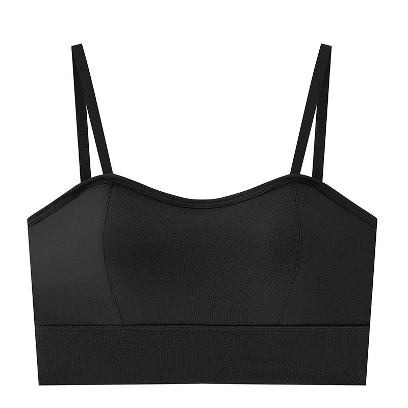 

Нижнее белье из чистого хлопка с фиксированными чашками для женщин, маленькая грудь, бюстгальтер с большой сборкой, интегрированный крестообразный слинг, маленький жилет, красивая задняя часть, облегающий грудь M [recommended 80-50kg] чёрный