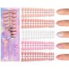 150pcs 3-IN-1 Press On Nails Nude Color Wearable Fake Nail Tips Full Cover Artificial Fingernails Almond Ballet Nail Extensions