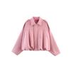 Women's Spring Autumn Faux Suede Lambskin Collar Zip-Up Pilot Jacket Coat