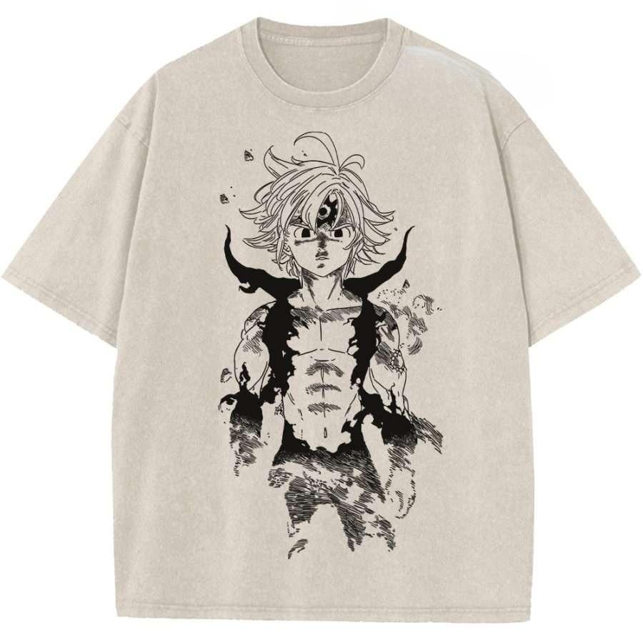 

Anime The Seven Deadly Sins Meliodas Printed Tee Men Women Washed Cotton Tshirts Short Sleeve Vintage T Shirt Harajuku Tshirt S