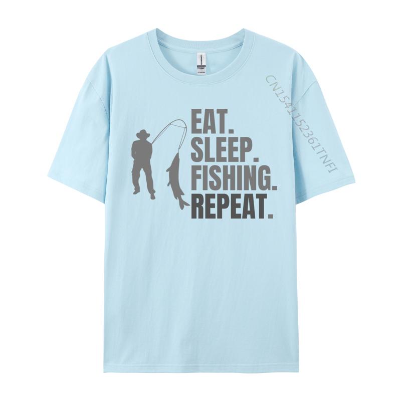 

Eat Sleep Fish Repeat Tshirt Cotton Fabric Tops Tees for Men Print Tshirts Normal Faddish ONeck TeeShirt 4XL