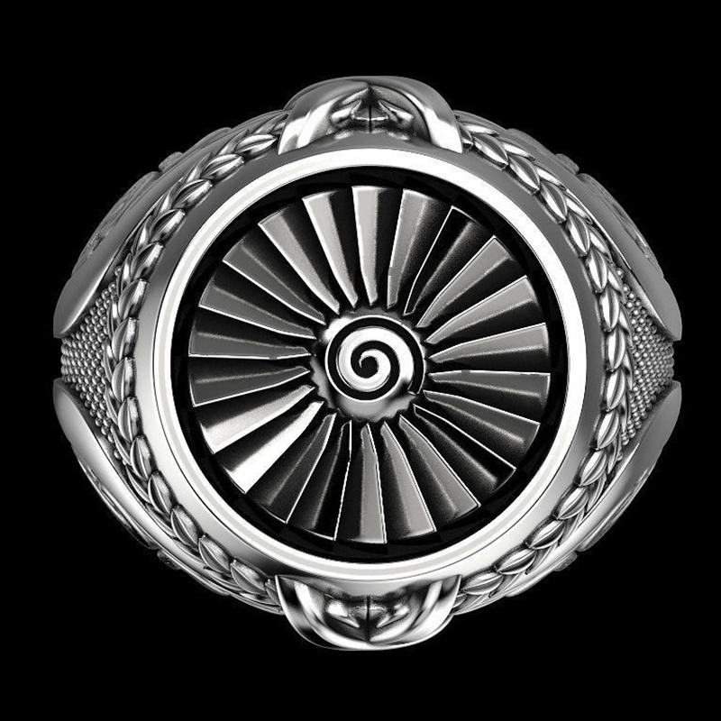 Sterling Silver Ring Punk Gear Men's 18K Gold Ring Party Wedding Glamour Jewelry Gift