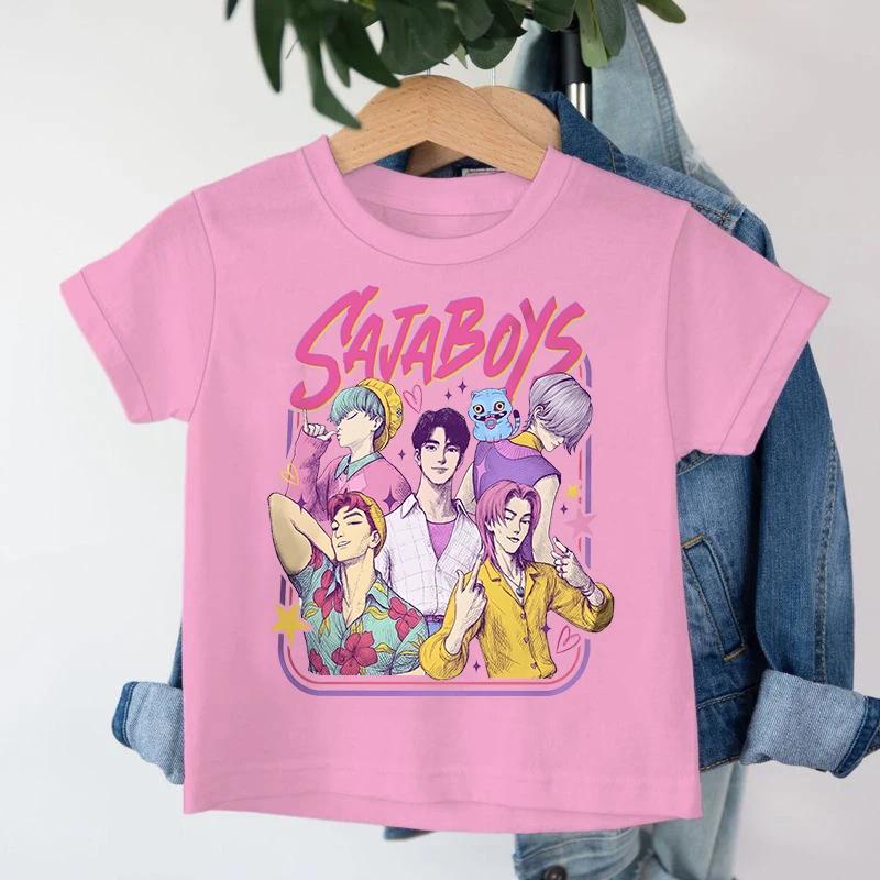 

New KPop Demon Hun ter Saja Boys Cartoon Boys Round-neck Printed Fashionable Casual Children s Girl T-Shirt 110