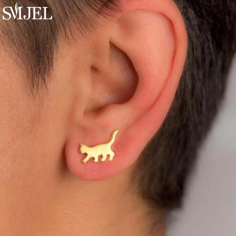 SMJEL Gold Stainless Steel Earrings Geometric Women Cute Leaf Star Footprints Mandala Cactus Earings Jewelry Small Studs Gift