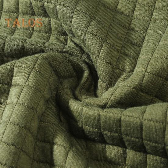 Top de Primavera para Hombre Textura a Cuadros 3D Cuello Redondo Ajustado Manga Larga Ropa Interior Color Sólido Elástico Jersey Camiseta