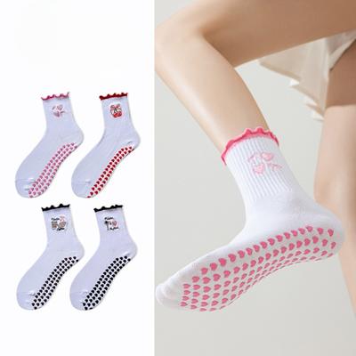 Meias de Yoga, Meias Longas Profissionais de Fitness Pilates Esportivas Antiderrapantes de Meia Panturrilha para Mulher com Calças Shark, Meias de Algodão Bordadas com Desenhos Animados