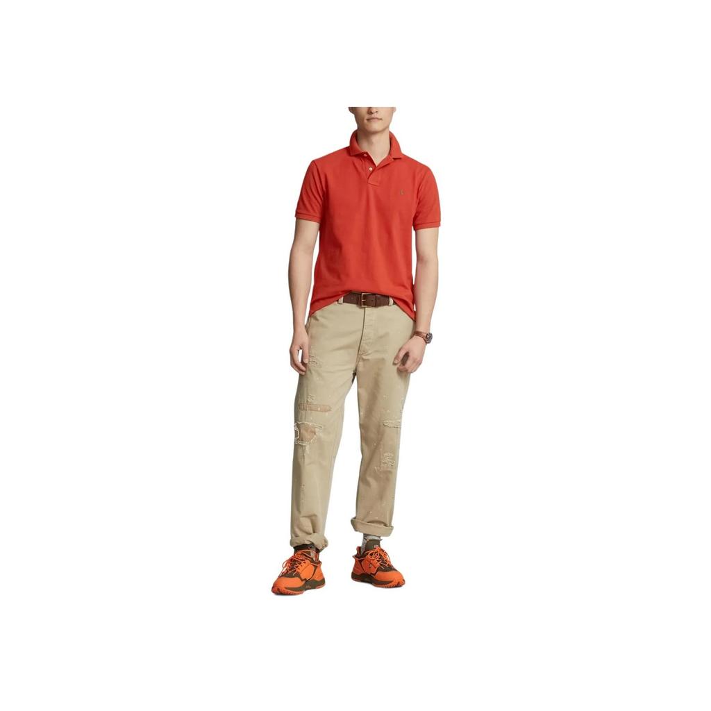 Polo Ralph Lauren Solid Color Polo Collar Short Sleeve Polo Shirt Men Tops Red 710680784334