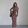 Autumn/Winter Hooded Sweater Dress – Sexy Knee-Length, Long-Sleeved, Hip-Wrapped Design