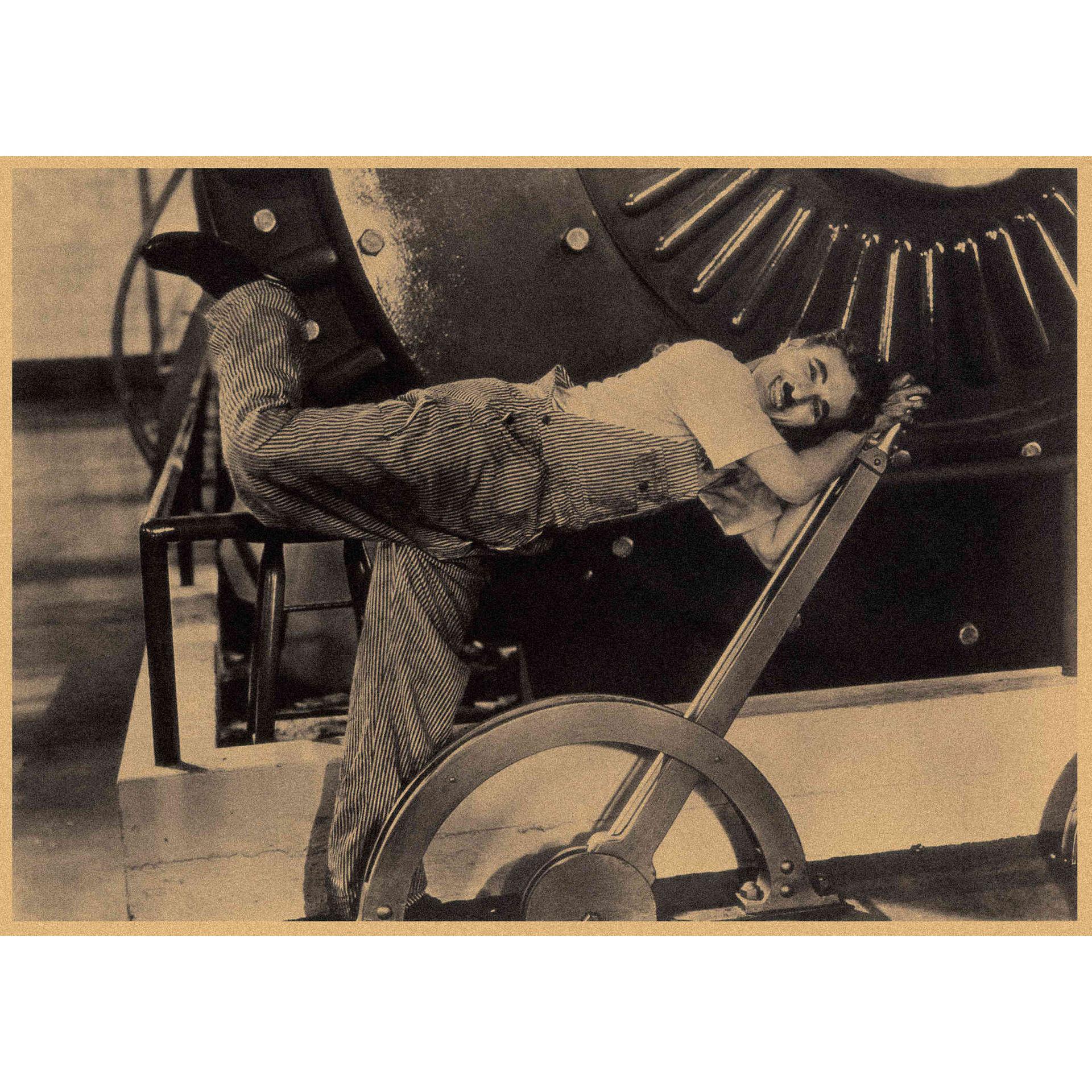 Chaplin Retro Kraft Paper Poster - City Lights & Modern Times Decorative Wall Art 29.7X42cm (A3 size)