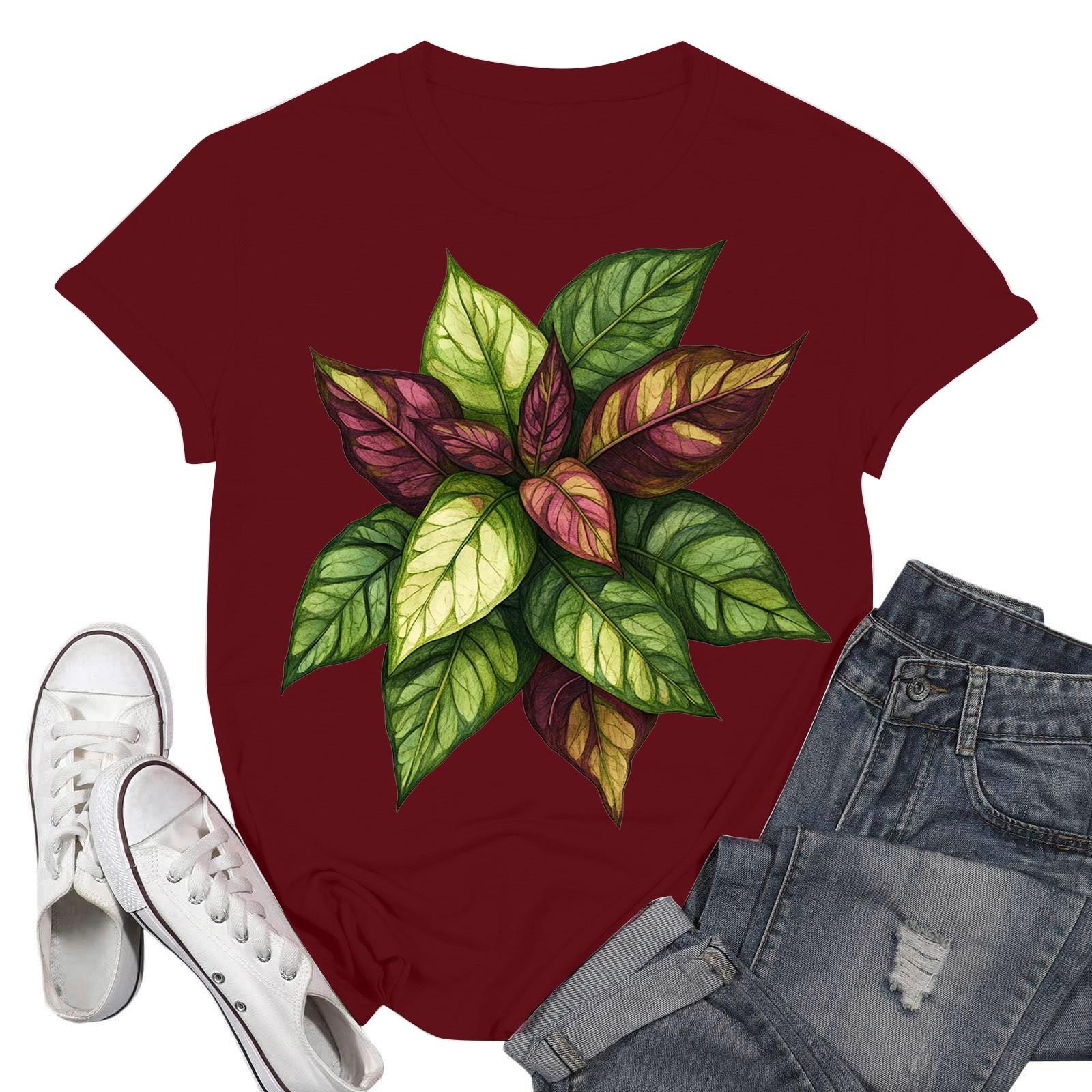 

Женские модные повседневные пуловеры с короткими рукавами и круглым вырезом с принтом L винный