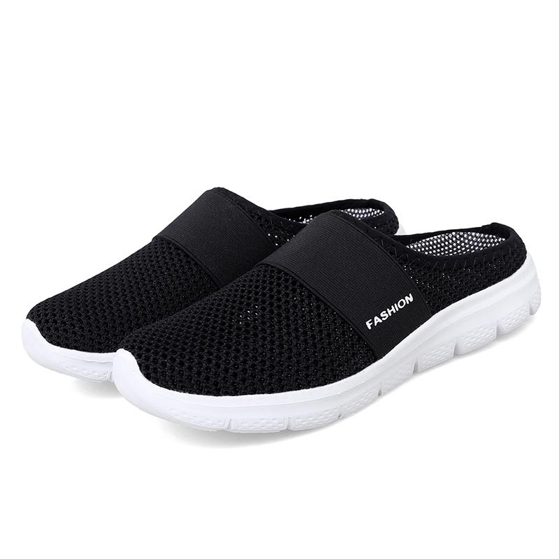 Women Slippers Casual Sandals  Backless Sneakers Summer Slip on Black Lightweight Orthopedic Shoes Large Size