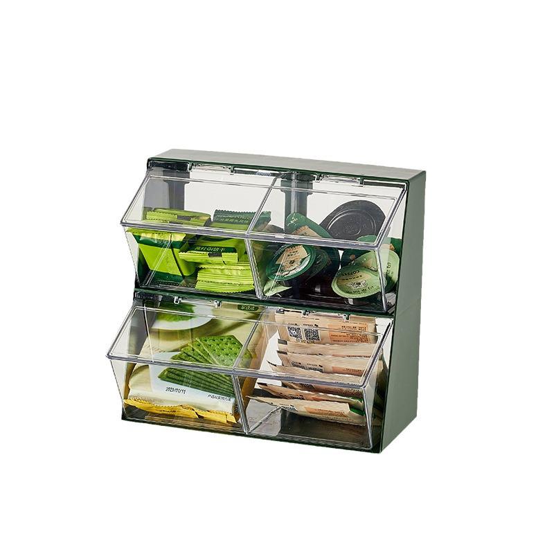 Tea Bag & Lip Glaze Organizer: Dustproof Desktop Storage Box for Office or Pantry