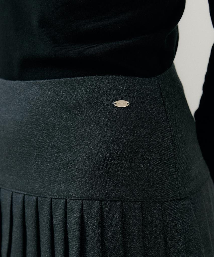 Riorg Rie Ripple Pleats Mini Skirt Charcoal