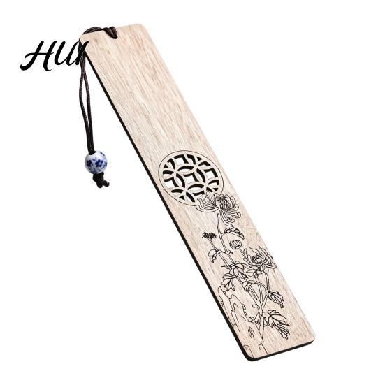 Book Page Holder Wooden Bookmarks, Handmade Hollow Wood Marker with Bead, Chinese Style Decorative Reading Accessory, Gift for Lovers, Teachers