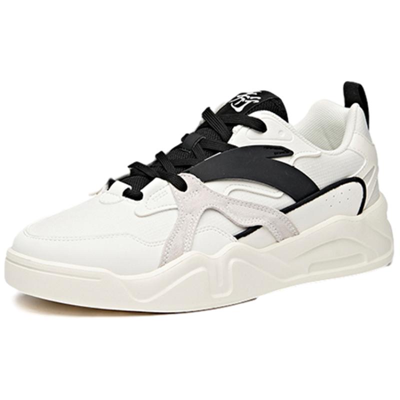 Anta Slip-Resistant Cushioning Wear-Resistant Low-Top Skateboard Shoes Men's Black White Sneakers 112038046-1