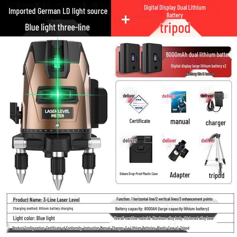 High-Precision 35-Line Outdoor Green Laser Level with Digital Display and Automatic Self-Leveling