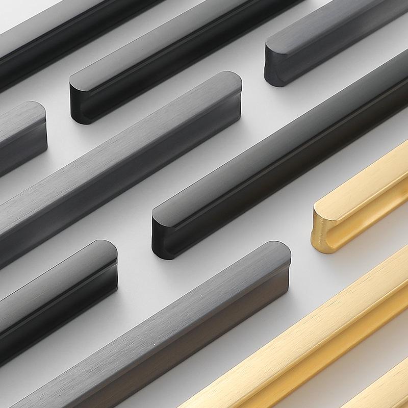 Modern Minimalist Gold Cabinet Handle, Light Luxury I-Shaped Black Drawer Pull