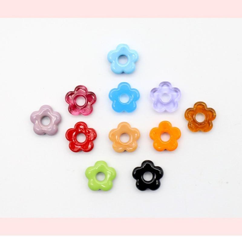 10PCS Colorful Mini Lovely Flower Glass Ornaments Easter Wedding Decor Supplies Girl Women's Jewelry Necklace Making Accessories