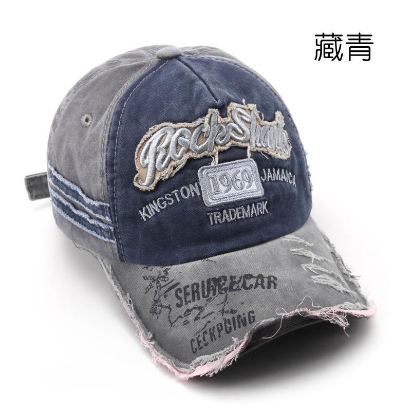 Hat 1969 Retro Washed Old Letter Embroidery Ripped Cap Trendy Male Personality Female Sunshade Baseball Cap