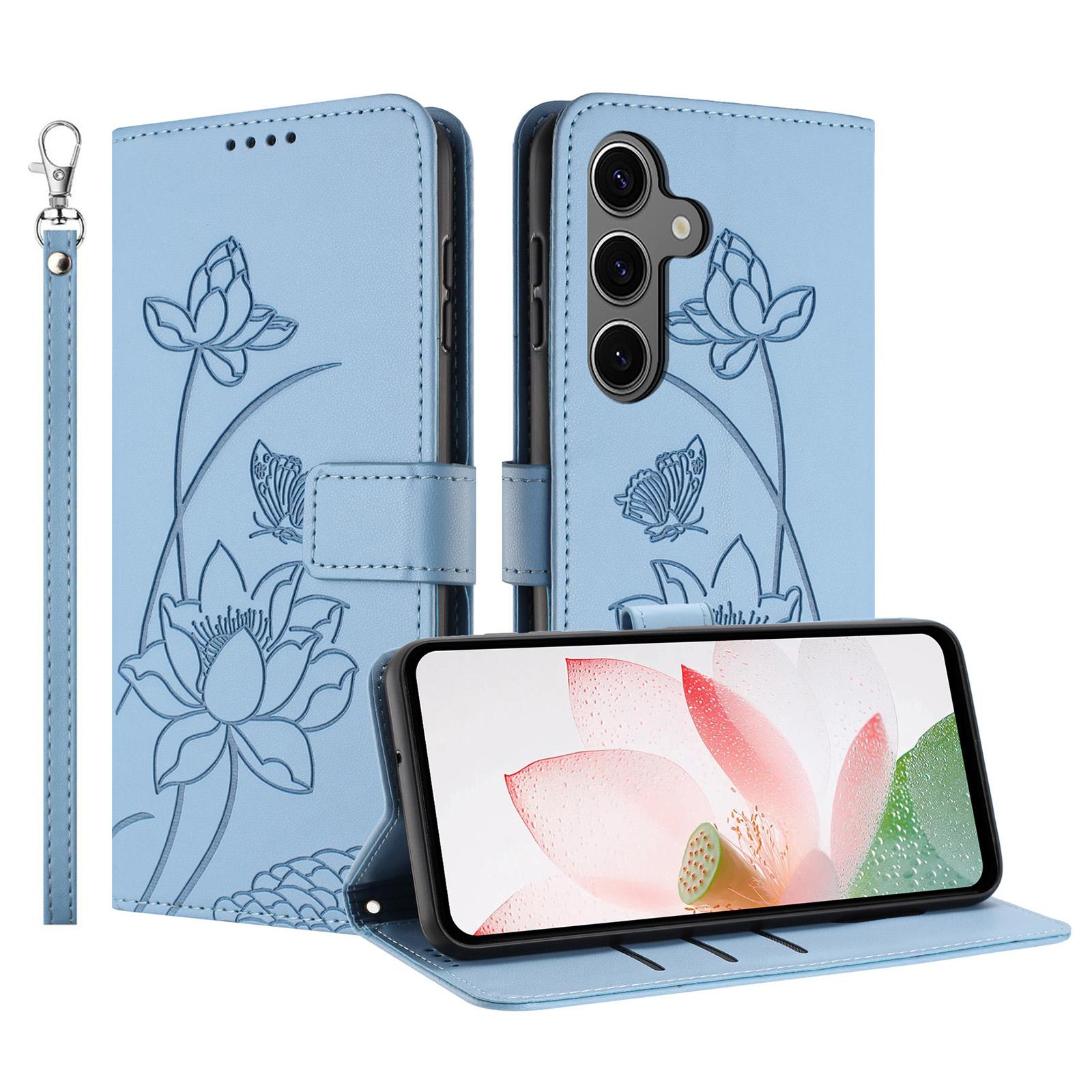 

For Samsung Galaxy S26 / S26 Pro Case Wallet Stand Lotus Imprint Leather Phone Cover with Wrist Strap