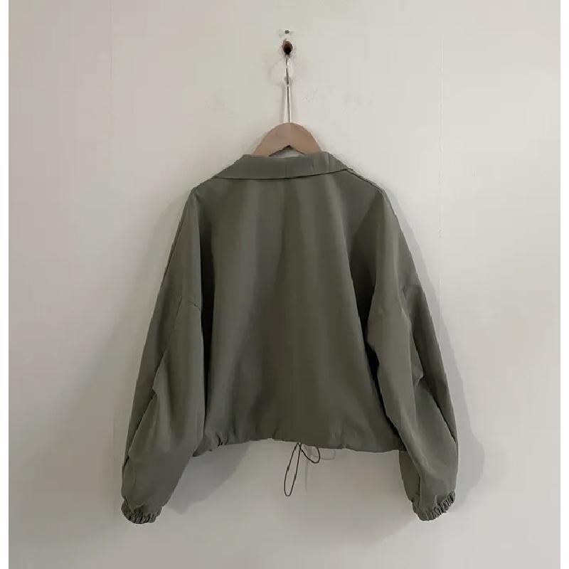 Vintage workwear drawstring short baseball jacket coat for women with a high-end, niche outerwear design