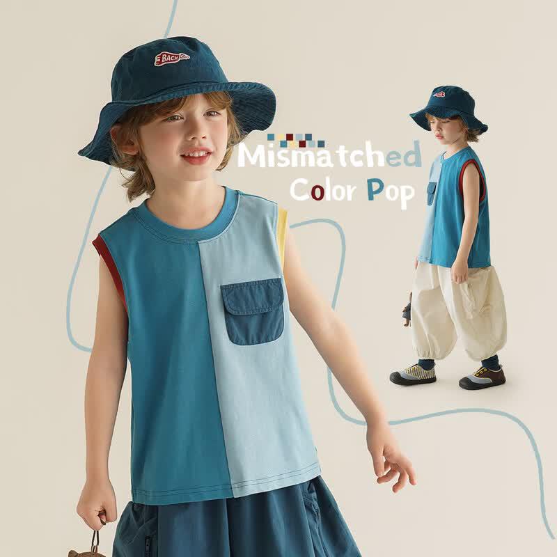 Boys 7A Antibacterial Cotton Color-block Vest 80