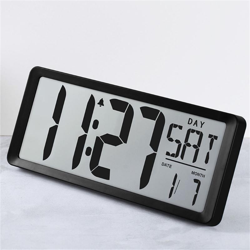 14'' LCD Digital Clock With Backlight, Temperature And Date Easy To Read For Living Room Or Bedroom