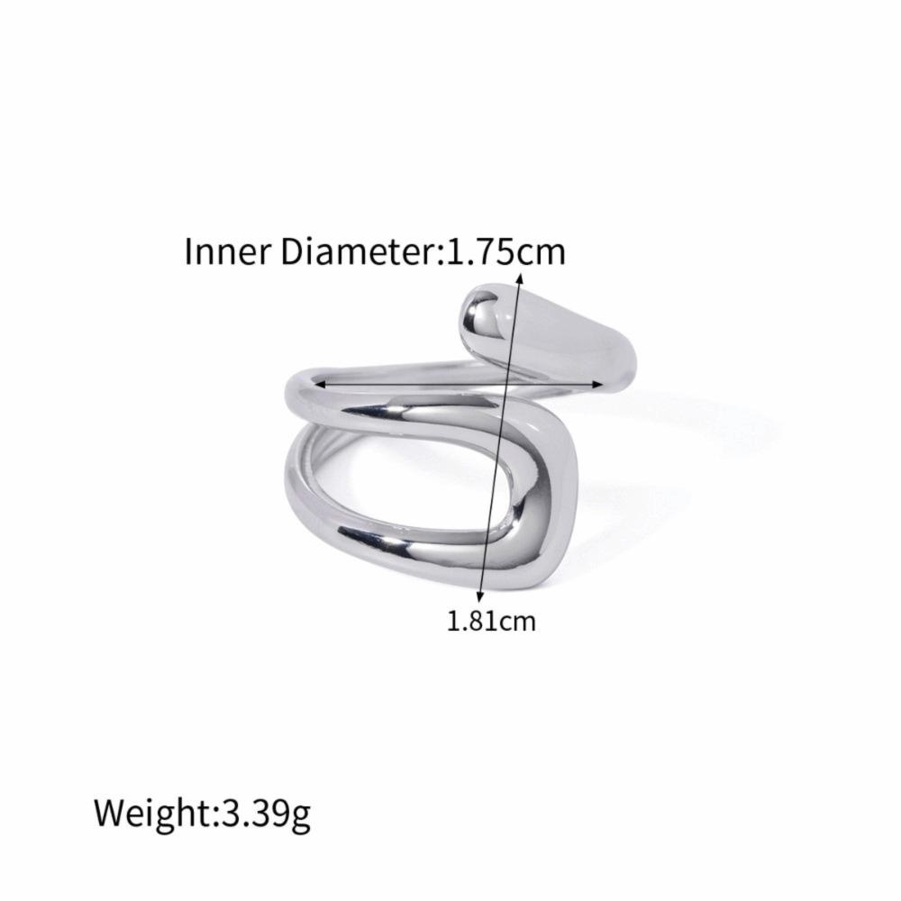 Fashion Niche Design Irregular Stainless Steel Ring Simple Retro Open Mouth Ring Unisex Personality Zircon Ring Men/Women
