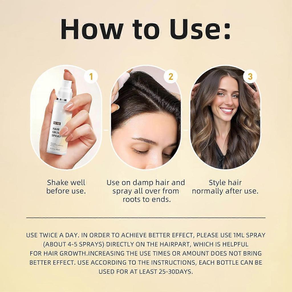 Hair Growth Spray, With Rosemary Oil and Biotin, Non-Greasy, Helps Prevent Hair Thinning & Hair Loss, for Scalp, 60ml Bottle