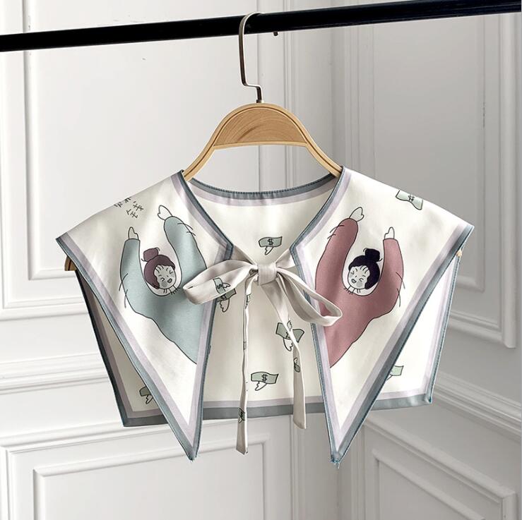 Perfect Match Printed Shawl Fake Collar Women Detachable Collars Big Lapel False Collar Shirt Thin Shawl Kragen Sahte Yaka Kraagje Nep Dames