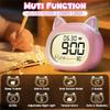 M-Modern-Cute Cat Alarm Clock With Night Light, Digital For Kids Alarm Clocks For Bedrooms, Routine Builder Pink