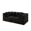 Modular and configurable corner sofa, two-seater frameless sofa, comfortable corduroy sofa, suitable for living room and bedroom, Black