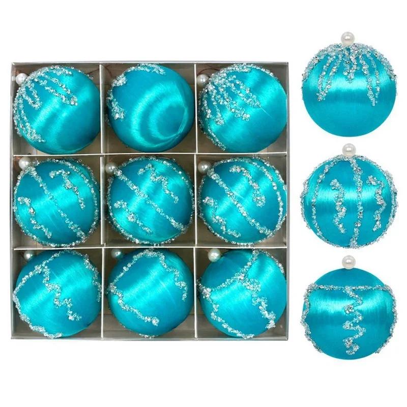9pcs/set Christmas Silky Ball 8cm Christmas Tree Pendant Christmas Tree Decoration