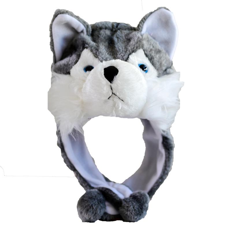 Grauer Wolfshund Husky Kapuze: Süße Cartoon-Tier-Mütze für Jungen - Warm für Herbst/Winter