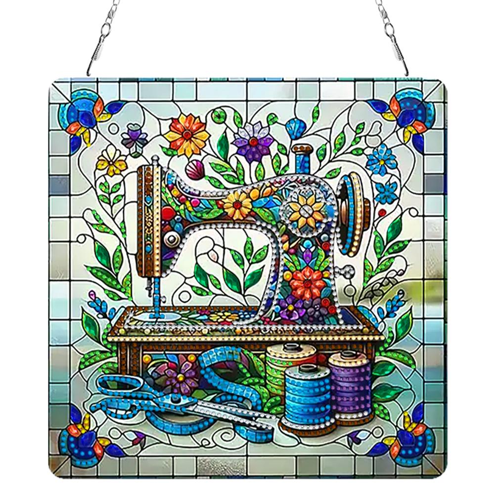 2D/Flat DIY Rhinestone Diamond Art Window Pendants Diamond Painting Set Double Side Print Single Dide Drill Wall Door Decoration