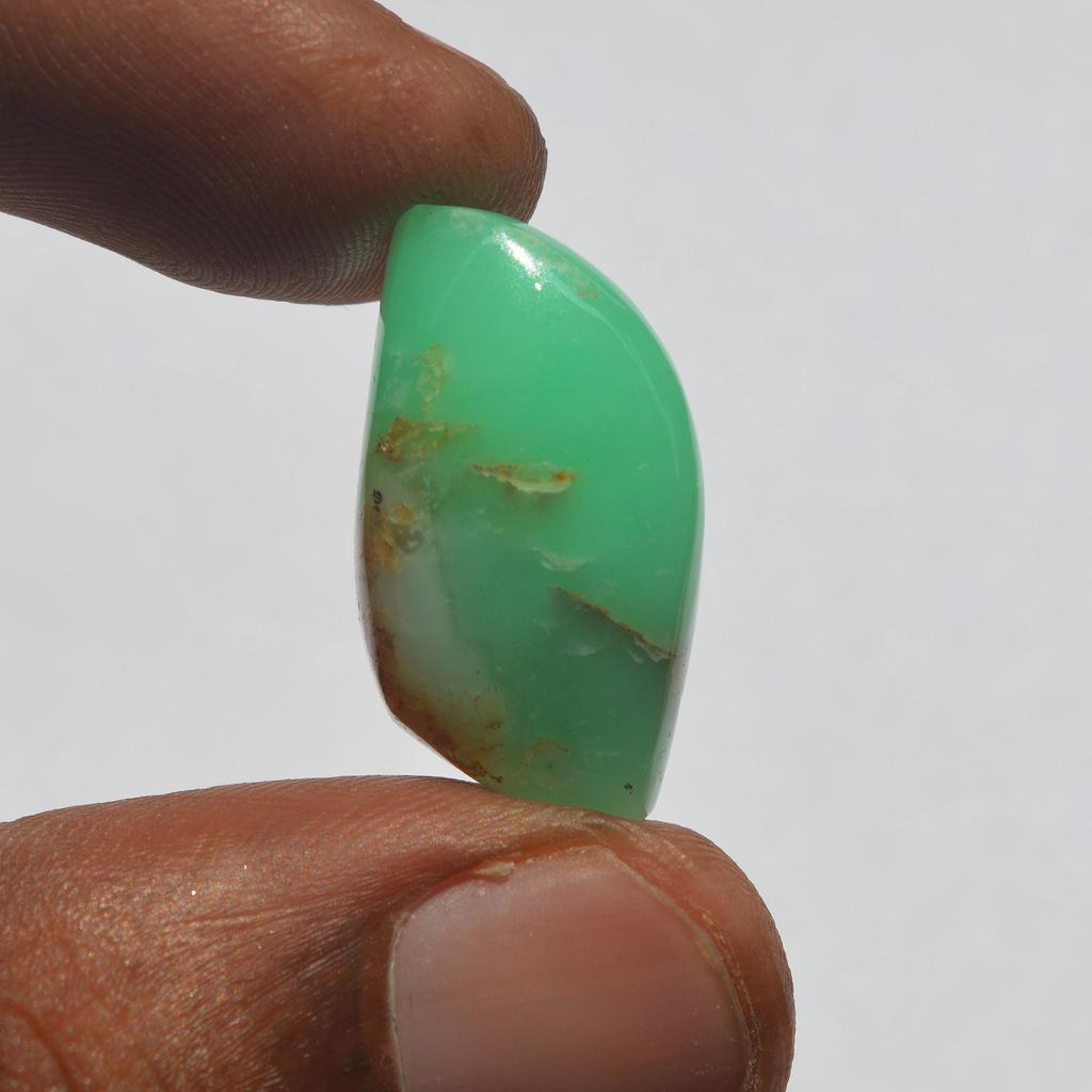 Natural Chrysoprase Gemstone Cabochon 18 Carats Size 23x13 MM Fancy Shape, Jewelry Making Craft Supply