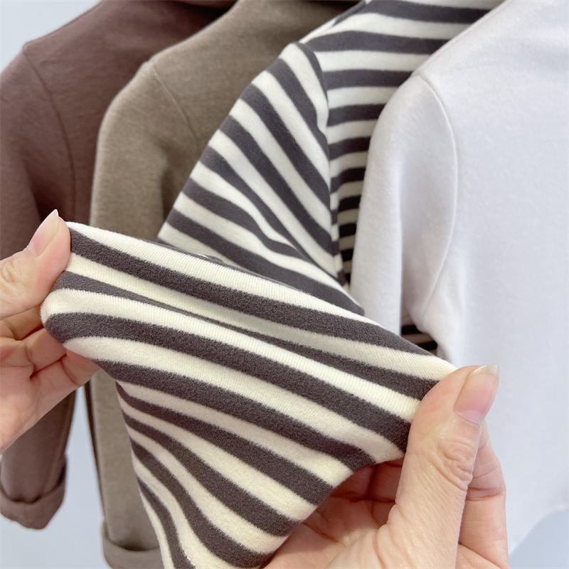 Unisex Striped Thermal Fleece Long-Sleeve T-Shirt for Kids