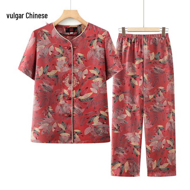 

Elderly Women s Summer Floral Cotton Silk Loungewear Set 3XL