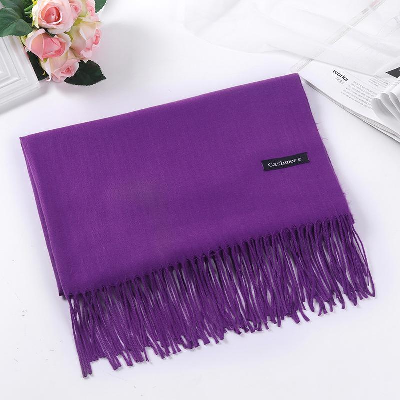 High-End Unisex Winter Red Scarf: Solid Color Imitation Cashmere Shawl & Neck Warmer