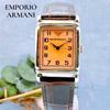 Used [Working item] Good condition EMPORIO ARMANI stainless steel watch square men's Emporio Armani orange beige brown