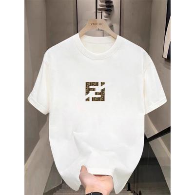 Bahar ve Sonbahar F Ailesi Trend Deseni Saf Pamuk Erkek ve Kadın Temel Tişört Yuvarlak Yaka Kısa Kollu T-shirt Sevgililer Baskısı