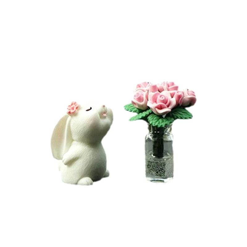 Cute Creative Car Interior Decoration Exquisite Mini Rose Vase Auto Center Console Decoration Ornaments Accessories Gifts