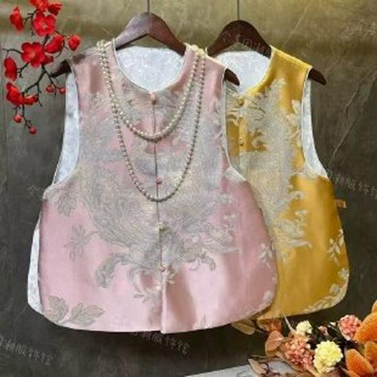 Mom s Spring Embroidered Vest Jacket for Middle-Aged & Elderly Women - 2026 Chinese Style Large жёлтый