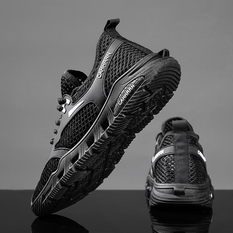 Fashion Mesh Sneakers for Men Handmade Shoes Men Blue Sneakers Outdoor Summer Comfortable Transparent Mesh Walking Shoes Korean Edition