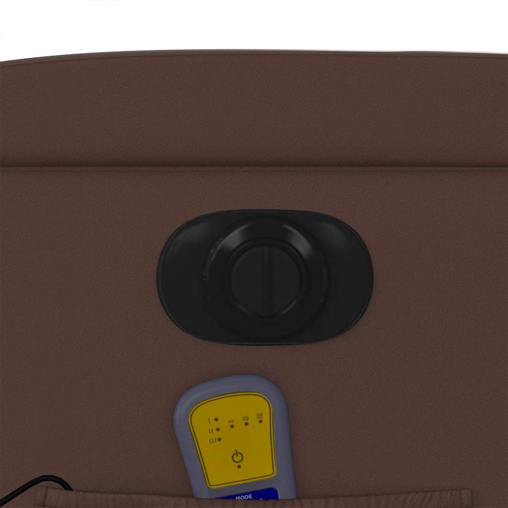 Electric Massage Recliner with Rising Function Brown Synthetic Leather