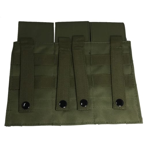 Broptical Military 3-Row Magazine Pouch, MOLLE Compatible, M4, M16, AK, OD Olive Drab