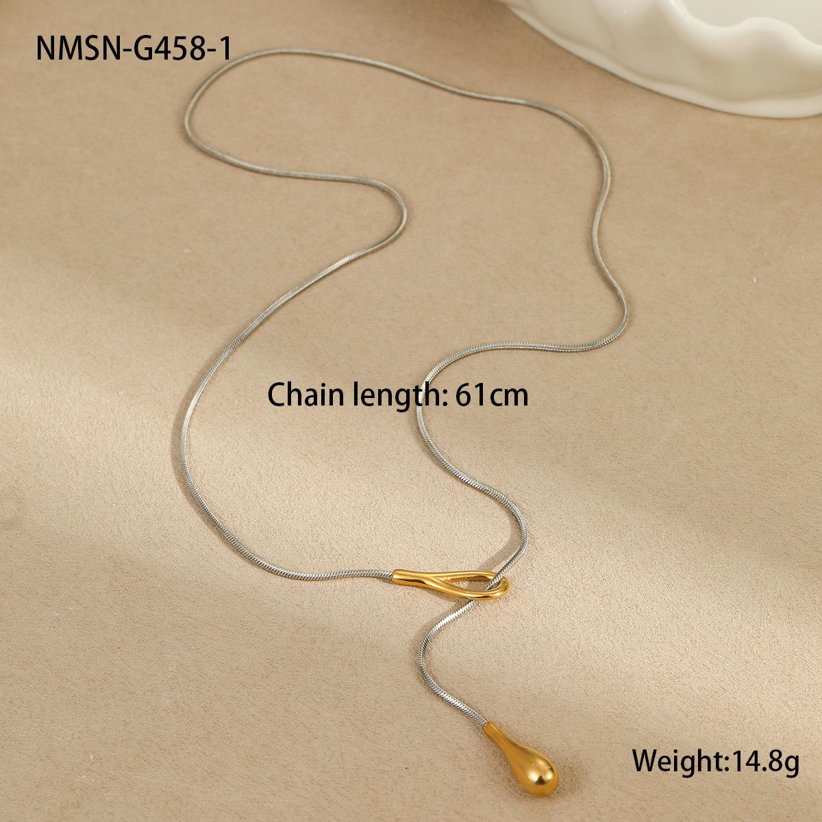 GEMCHIC Women s Stainless Steel Long Drop Y-Shaped Chain Necklace Geometric Fashion Ins Cold Style