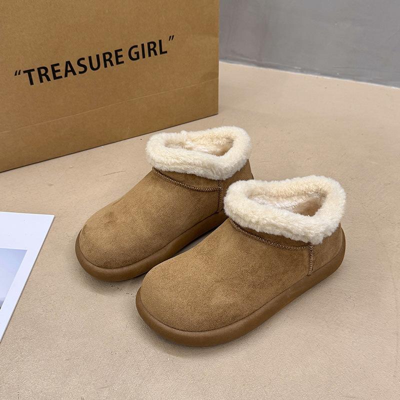 Ugly Cute Big Head Snow Boots Women's Winter 2025 Waterproof Snow Boots Fluffy Short Boots Thick-soled Piled Thickened Cotton Shoes