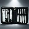 Stainless Steel 9-Piece Manicure & Pedicure Set with Tweezers and Nail Clippers in Black.